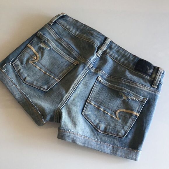 High-Waisted Denim Shortie Shorts  - Picture 1 of 8